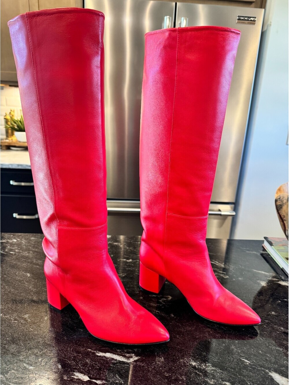 TORAL 12776 Red Leather Knee High Boots Made in Spain EU Size 39 RARE!
